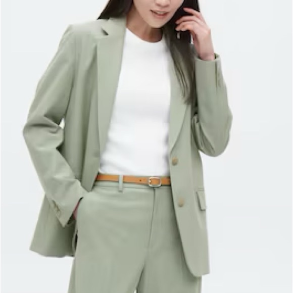 Light Sage Green Oversized Blazer Quiet Luxury Look Coastal Tailored